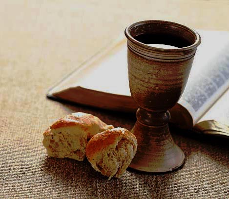 Communion still life - wine, bread and Bible Communion still life - wine, bread and Bible
